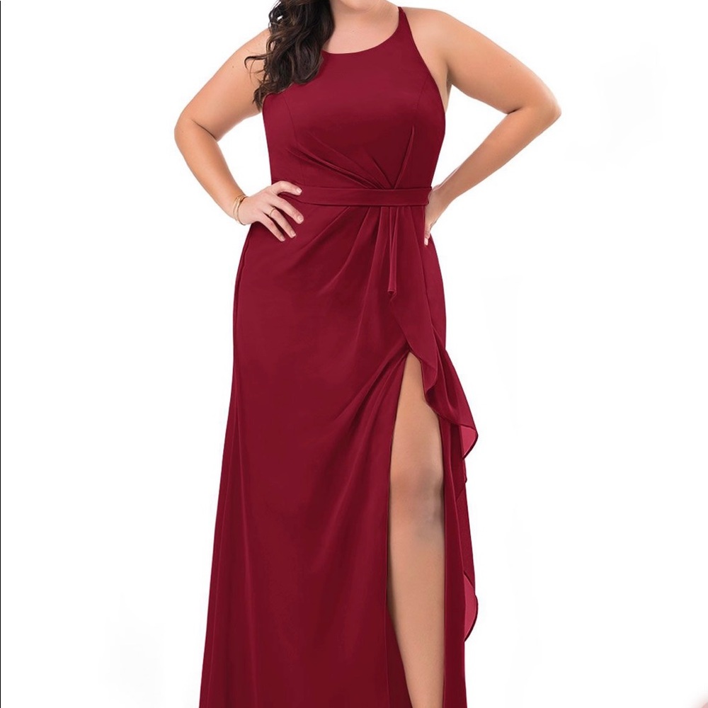 Azazie Cassandra Bridesmaids Dress. Burgundy.